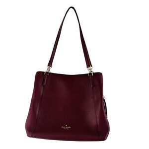 Kate Spade Jackson Triple Compartment Shoulder Burgundy Leather Tote Bag